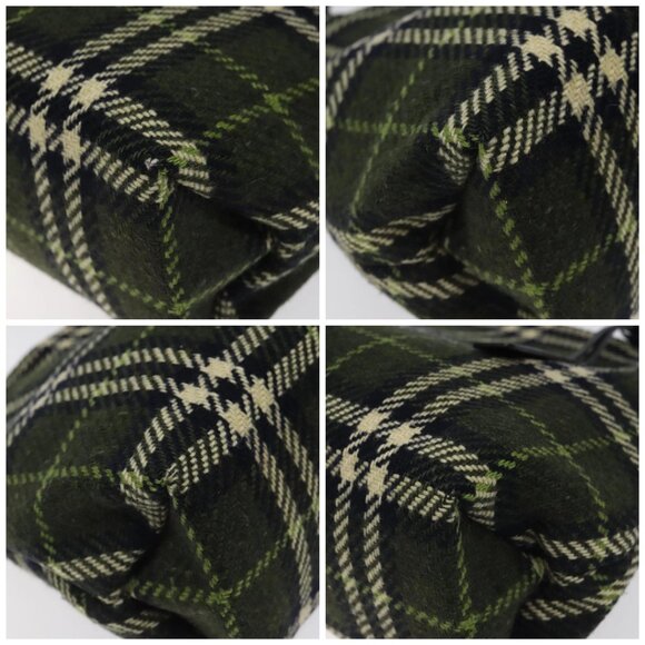 BURBERRY Nova Check Hand Bag Wool Green Black Auth BD1322 - Picture 16 of 16